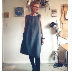 OLIVE GREEN olive linen handmade dress from Moss Grey Atelier, S